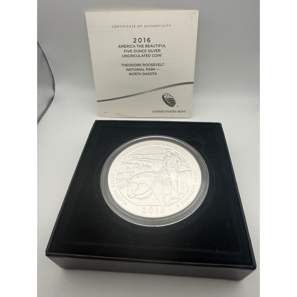 2016 P 5 oz Silver ATB Theodore Roosevelt National Park Uncirculated Coin w/ COA